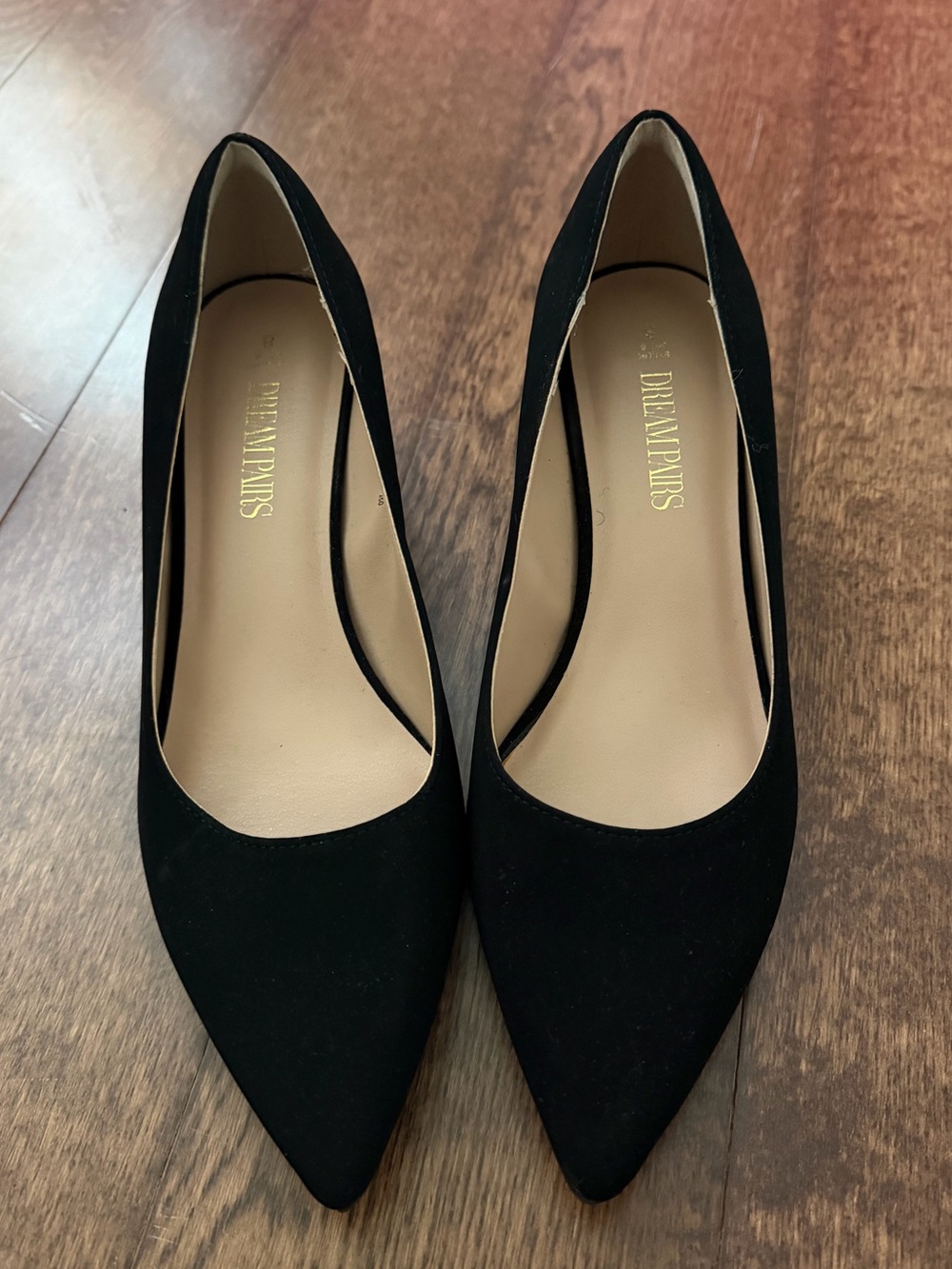 Dream Pairs Black Suede Pointed-Toe Classic Block Heel